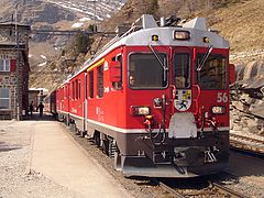 ABe 4/4 no 56 et 55 à Alp Grüm sur la ligne de la Bernina.