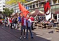 Rotterdam-Lijnbaan, Feyenoord supporters with flag in the break of the final match