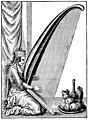 Turkish woman playing the harp, 17th century A.D. Harp has pegs on bottom of instrument.