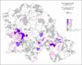 Проценат Словака у Војводини према попису из 2011. године по насељима