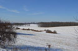 Snow-covered fields west of Saltsburg