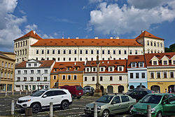 Bílina Castle behind the square