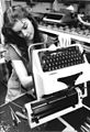 One of 17,000 assembly workers at Robotron in 1987 working a weekend to make typewriters.