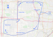 Carte du parcours du marathon masculin de Saint Louis (Missouri) lors des Jeux olympiques de 1904.