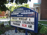 Display sign in front of the church.