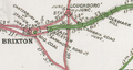 1914 railway junction diagram showing the former East Brixton Station