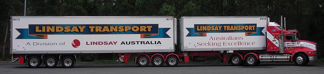 A B double parked at a truck stop in New South Wales, Australia