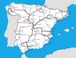 A Madrid–Hendaya-vasútvonal útvonala