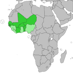 Ligging van die Ekonomiese Gemeenskap van Wes-Afrika-state