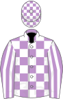 Mauve and White check, striped sleeves