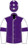 Purple, white seams, white sleeves, purple armlets, purple cap, white stars