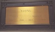 Crypt containing the cremated remains of George Ulysses Young (1867–1926) and his wife Mary E. Young (1884–1940).