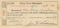 Poll tax receipt for Rosa Boyles of Jefferson County, Alabama
