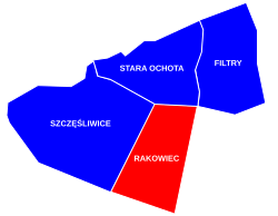 Location of Rakowiec within Ochota