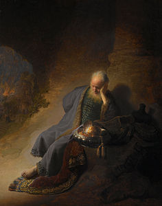 Jeremiah Lamenting the Destruction of Jerusalem, by Rembrandt