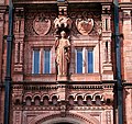 Terracotta sculpture and decoration above main entrance, with a statue of Prudence in the centre, Prudential Assurance Building, Nottingham