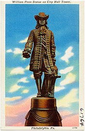 The William Penn statue that sits atop City Hall