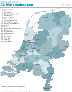 Map of all Water Boards, Delfland is indicated by 12