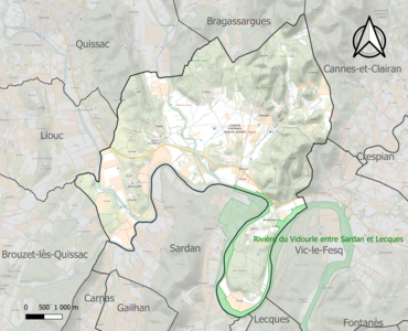 Carte de la ZNIEFF de type 1 sur la commune.