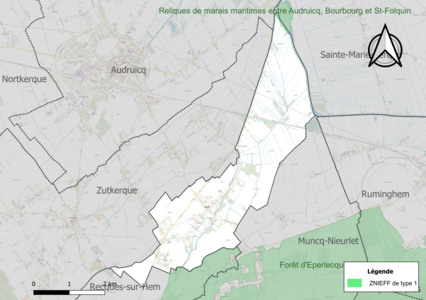 Carte de la ZNIEFF de type 1 sur la commune.