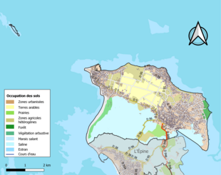 Carte en couleurs présentant l'occupation des sols.