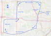 Map of Saint Louis (Mo.) marathon course for men in 1904 for the Olympic games.