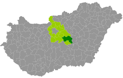 Cegléd District within Hungary and Pest County.