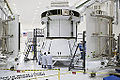 Orion's Service Module prior to encapsulation, December 2013, in the Operations and Checkout Building (O&C)