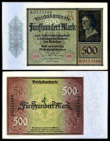 Jakob Meyer zum Pfeil depicted on a 1922 500 Mark Weimar Republic banknote