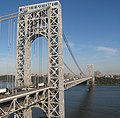 Image 46The George Washington Bridge, connecting Fort Lee (foreground) in Bergen County across the Hudson River to New York City (background), is the world's busiest motor vehicle bridge. (from New Jersey)