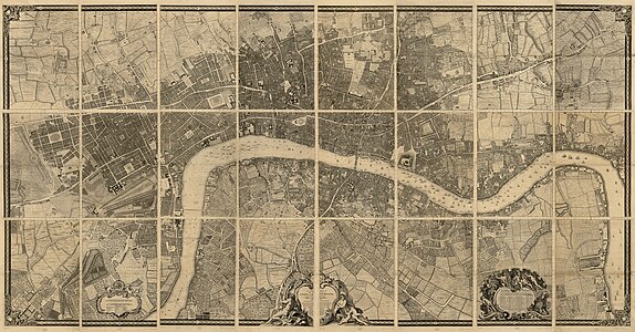 John Rocque's Map of London, Westminster, and Southwark, 1746, by John Rocque