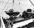 LVT(A)-4 is hoisted from USS Hansford (APA-106)