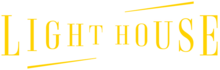 The show's yellow text logo. It it spelled in all caps, with the sizes of letters decreasing towards the center. There are two angled yellow lines towards the bottom left and top right.