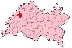 タタールスタン共和国内のカザンの位置の位置図