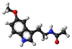 Melatoniinin kemiallinen 3D-rakenne.