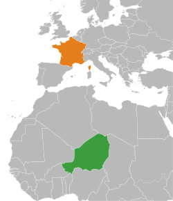 Map indicating locations of Niger and France