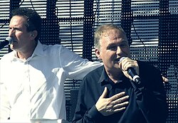 Founders Andy McCluskey (left) and Paul Humphreys performing at Corona Capital in Mexico City, 2011
