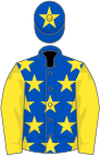 Royal blue, yellow stars and sleeves, star on cap