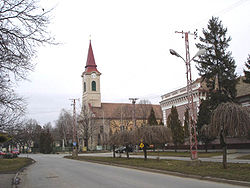 Center of the village with the Catholic Church