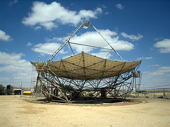 View of the solar energy dish at the Ben-Gurion National Solar Energy Center in Israel.