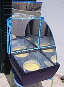 Solar oven in use