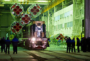 Transporting Soyuz rocket by train