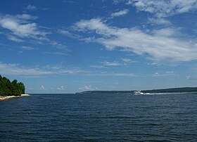 Looking northeast at the mouth of Sturgeon Bay from Potawatomi State Park