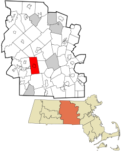 Location in Worcester County and the state of Massachusetts.