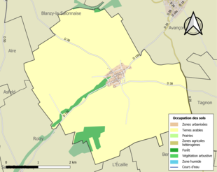 Carte en couleurs présentant l'occupation des sols.