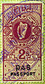 Irish 1925 Harp revenue stamp appropriated for Passports