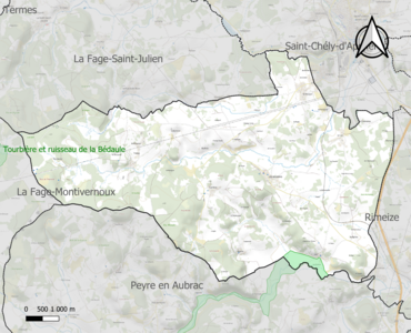 Carte de la ZNIEFF de type 1 sur la commune.