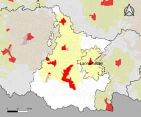 Localisation de l'aire d'attraction de Lannemezan dans le département des Hautes-Pyrénées.