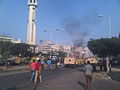 حرق منصة أمام جامع رئيسي في بورسعيد