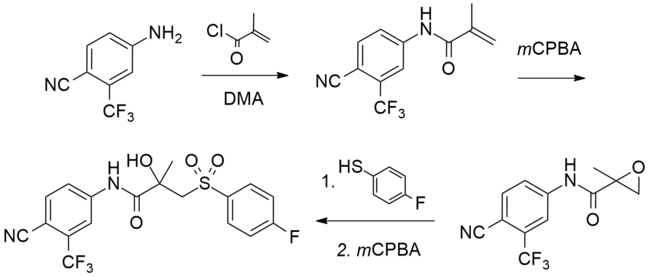 Bicalutamide chemical synthesis diagram